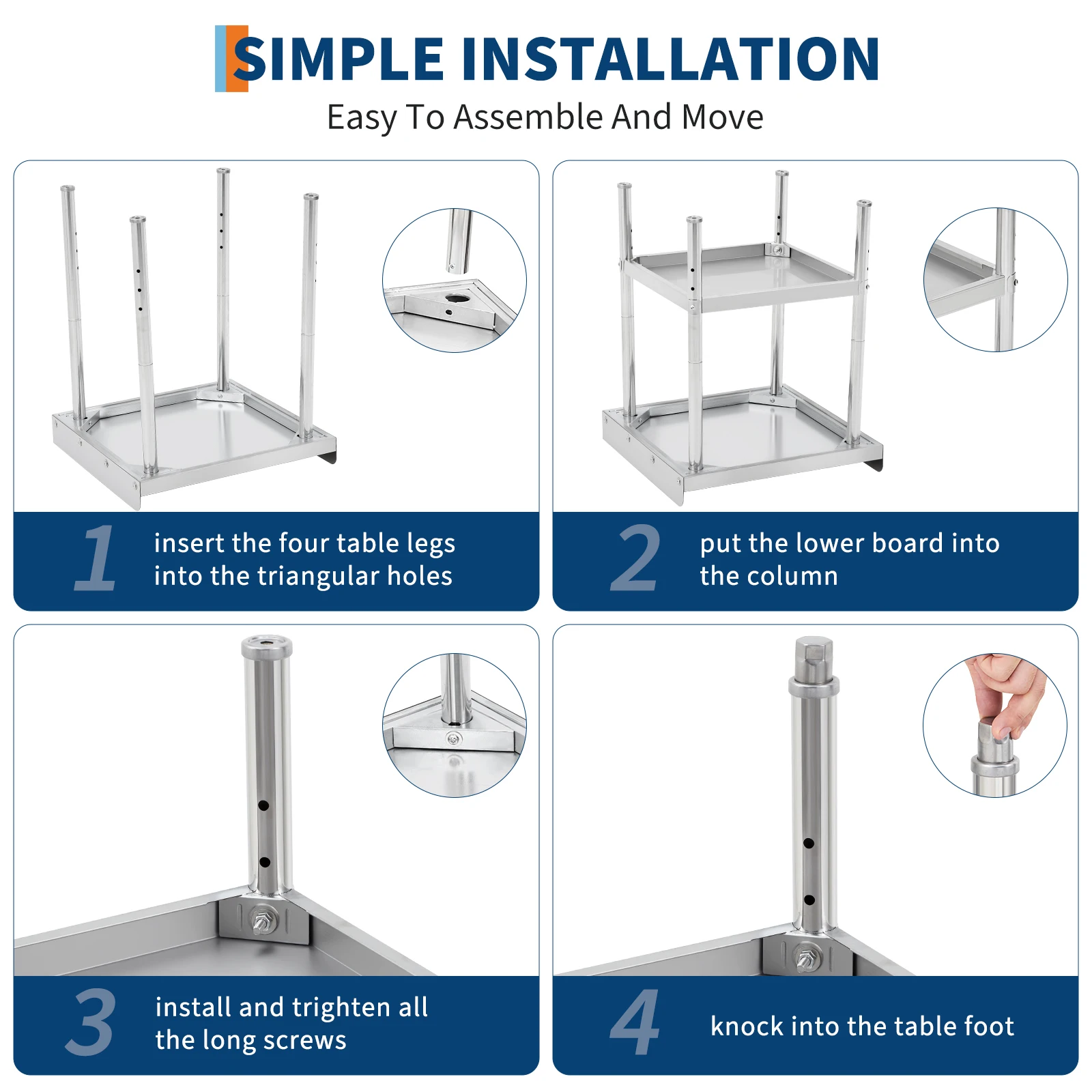 Heavy Duty NSF Stainless Steel Grill Stand Table – Commercial BBQ Prep Station with 2