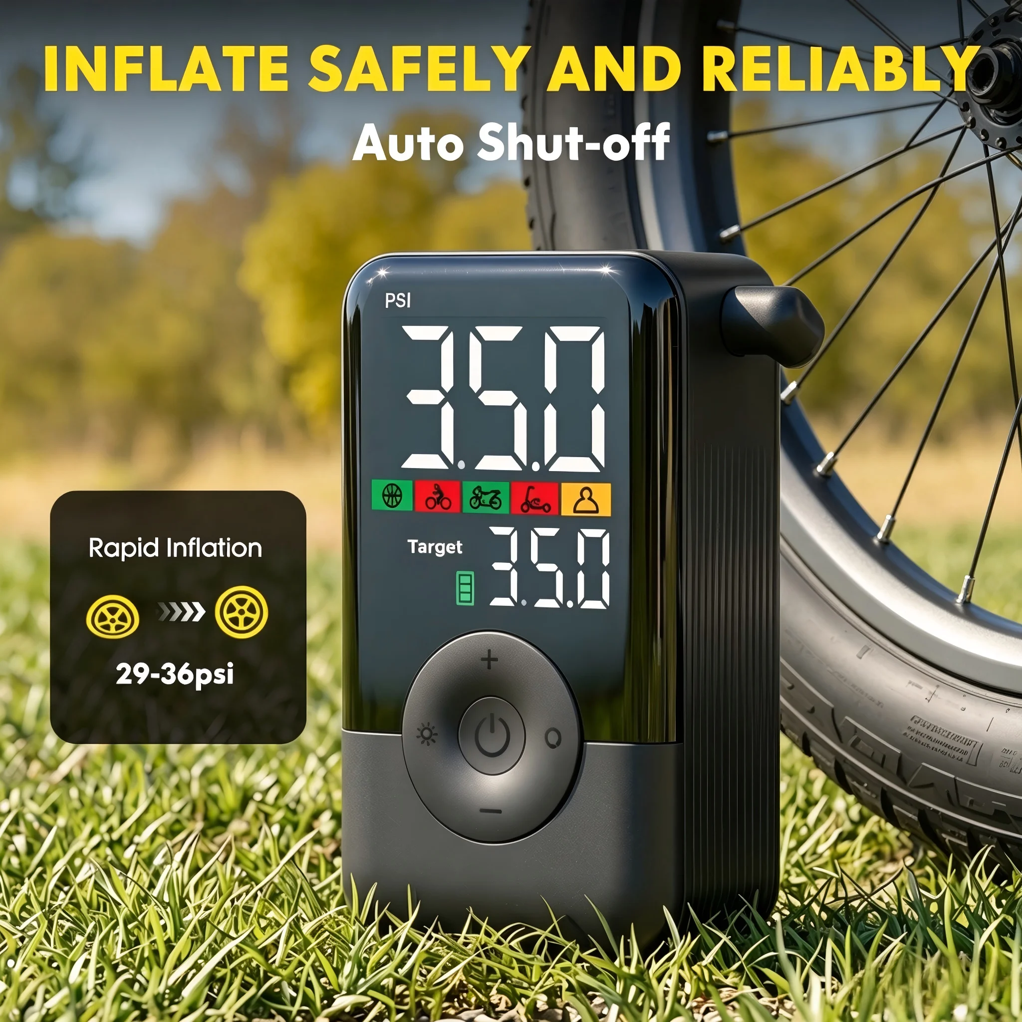 

Carsun Outdoor Portable Air Pump Wireless Digital Tire Inflator Fast Inflation Rechargeable Compressor for Daily Commute Riding