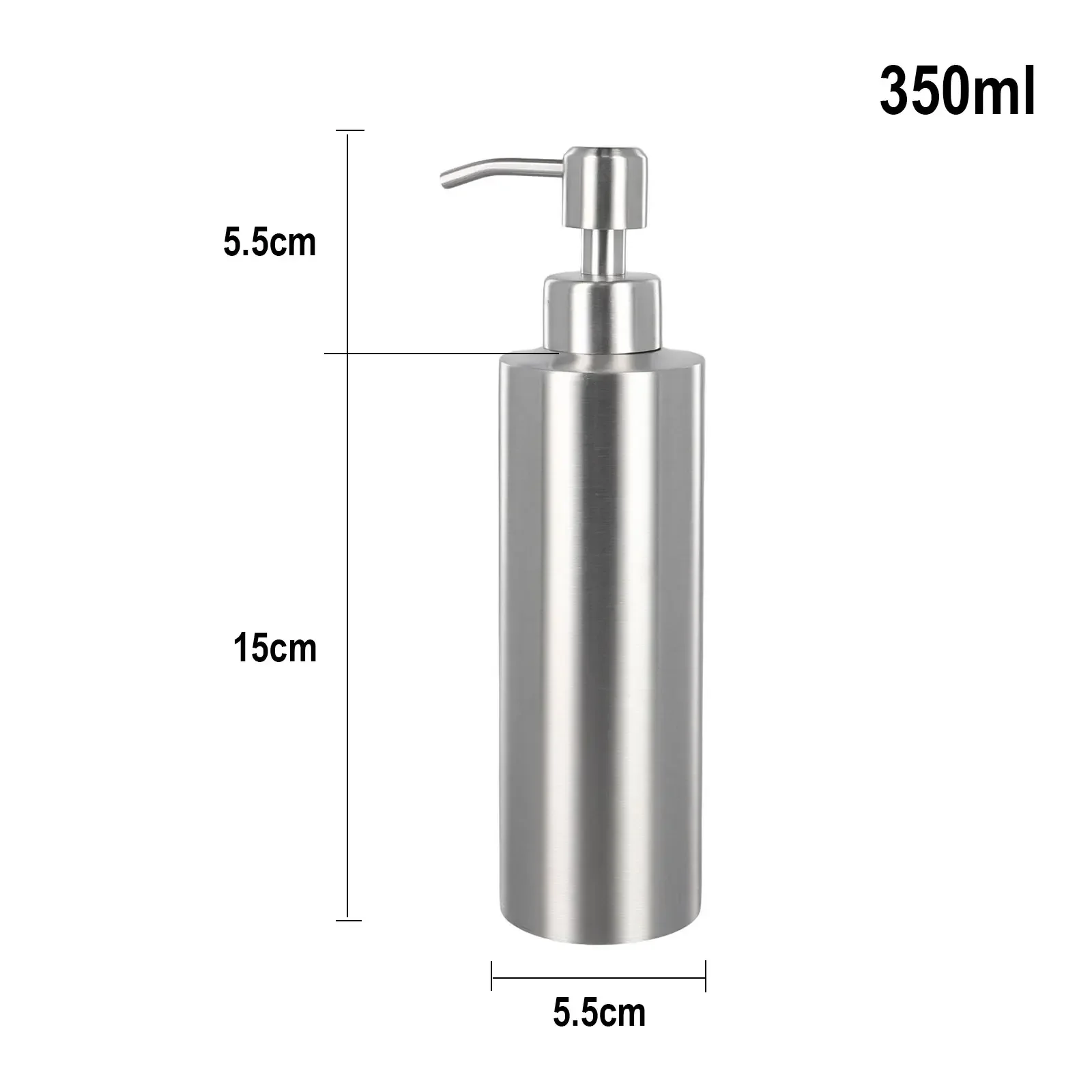 250ml 350ml 550ml Capacity Soap Dispenser in 304 Stainless Steel Eco Friendly Pump Design for Shower Gel and Shampoo