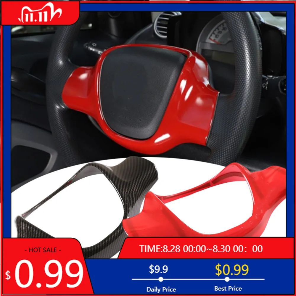 

Interior Stickers ABS Car Styling Steering Wheel Panel Frame Trim Cover For Mercedes Benz Smart 451 Fortwo 2009 2010-2015 Auto A