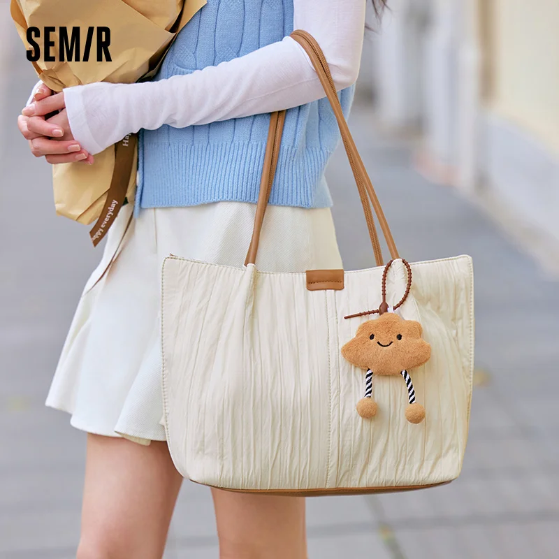 Semir Tote Bag Women 2025 New Style Large-capacity Commuting Shoulder Bag Relaxed Atmosphere Handbag Popular
