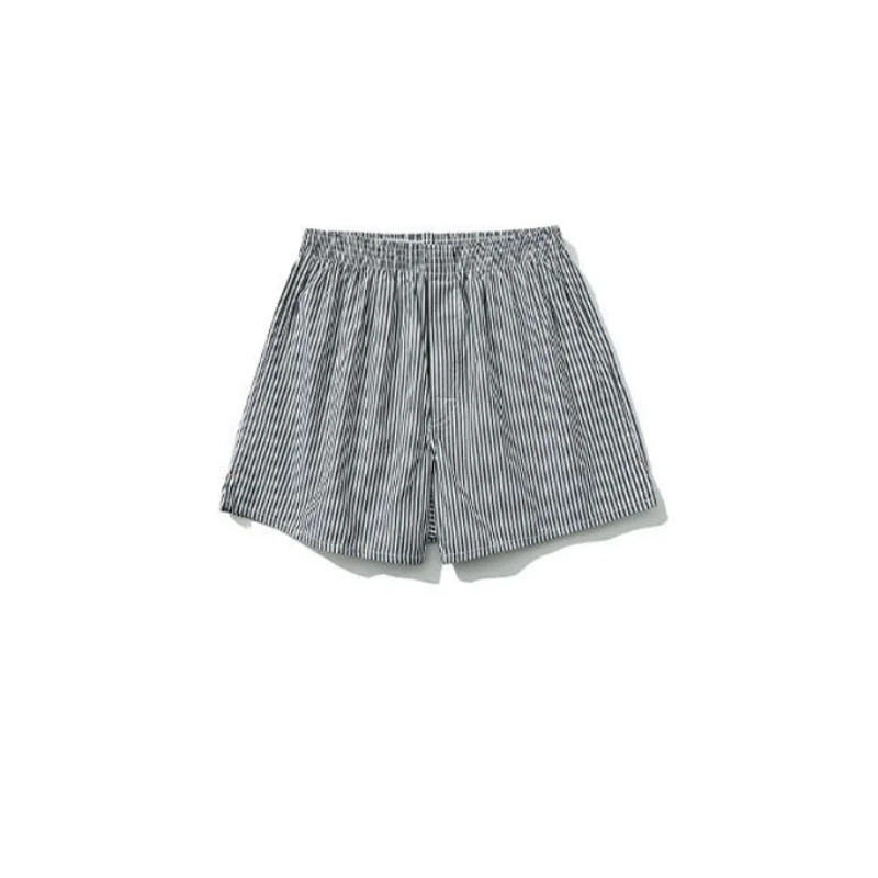 Summer Men 100% Cotton Sleep Shorts Striped Boxer Shorts Men Loose Casual Home Sleep Pants Plus Size Soft Breathable Underwear