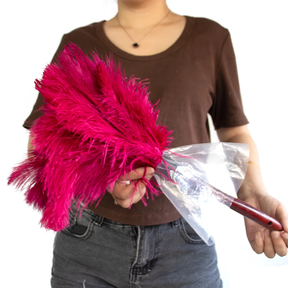 16inch Ostrich Feather Duster Wooden Handle Fluffy Soft Dusting Brush for Household Car Interior Cleaning Eco Friendly