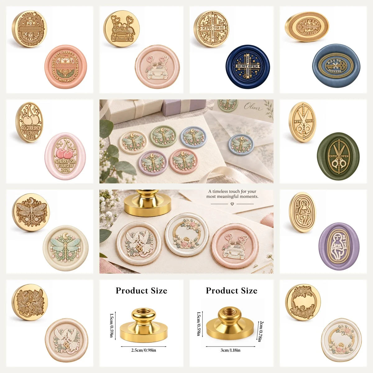 1pc Retro Floral Animal Pattern Wax Seal Stamp Head Relief Engraved Sealing Stamp for Envelopes Invitations Gift Packaging