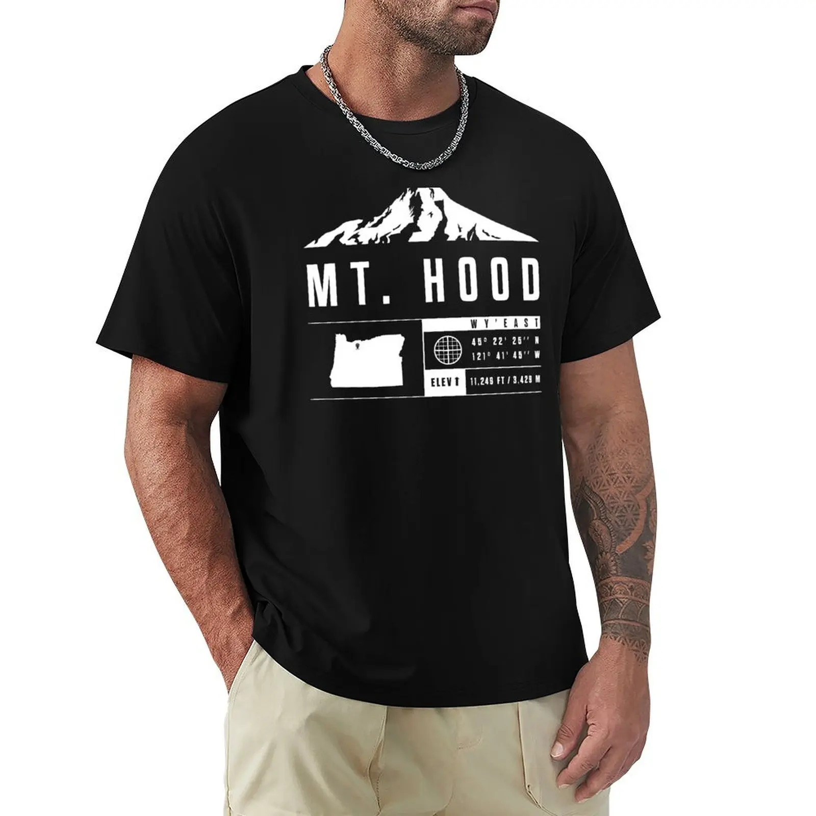 

Mt. Hood - Wy'east T-Shirt vintage clothes Short sleeve tee summer top blue archive clothing for men