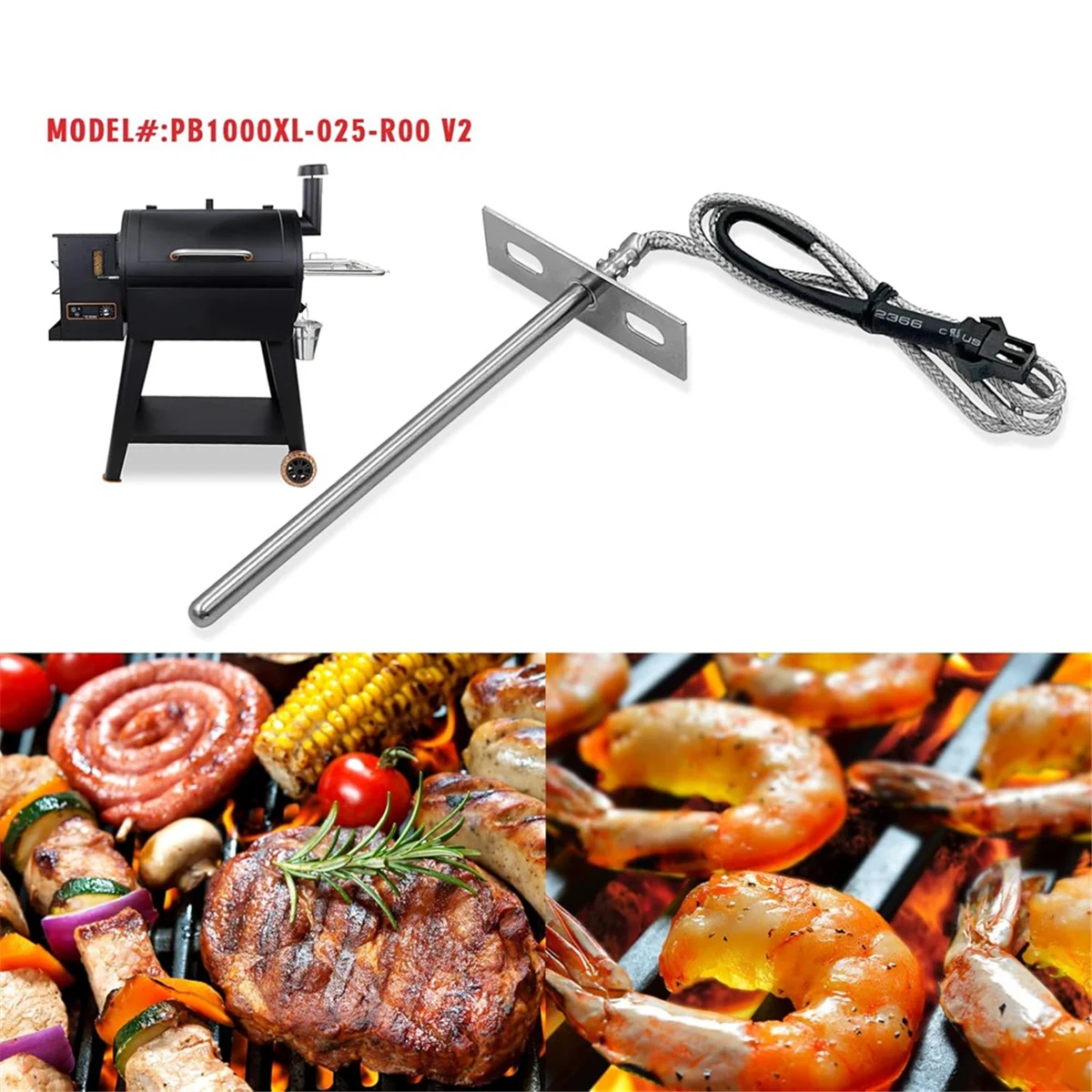 A83Z Replacement RTD Temperature Probe Sensor for Pellet Grill PB1000XL-025-R00 V2