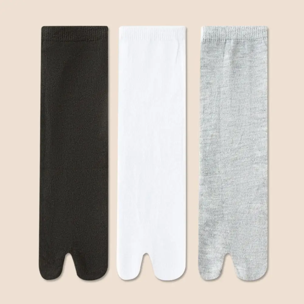 

3Pairs Simple Mid-calf Flip Flops Socks Thin Ankle Hosiery Two Toes Socks Breathable Solid Color Tube Socks Women Summer