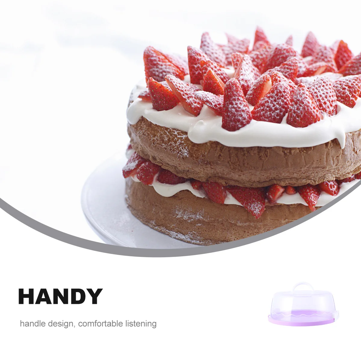 

1pc Transparent 10 Inch Round Purple Cake Box, Leakproof Biscuit Holder, Cupcake Case, Portable Pastry Container,