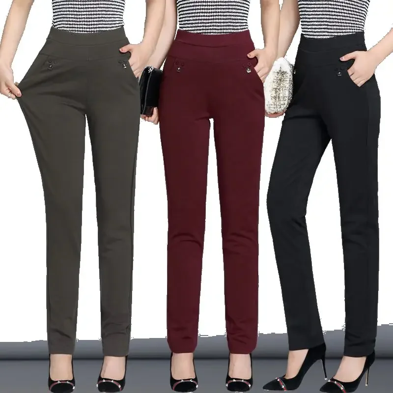 Nowy y2k jesień Plus Size Spodnie damskie Moda Jednolity kolor Skinny wysoka talia elastyczne spodnie Dopasuj damskie zestawy spodni Odzież damska