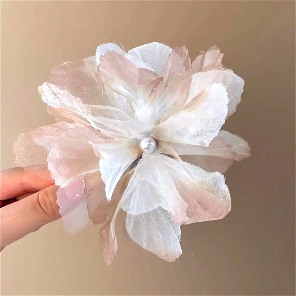 1Pc Gradual Change Gauze Temperament Flower Hairpin Sweet Side Clip Female Broken Hairpin Travel Hairpin Foreign Bangs Duck Bill Clip