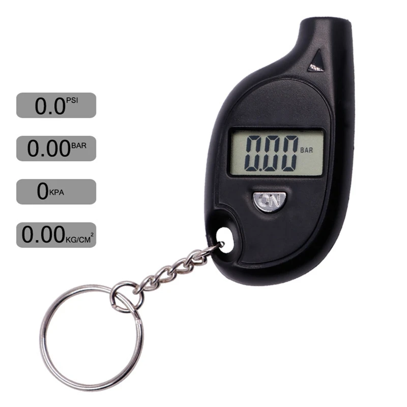 

1pc Mini Keychain Style Tire Gauge Digital Lcd Display Car Tire Air Pressure Tester Meter Auto Car Motorcycle Tire Safety Alarm