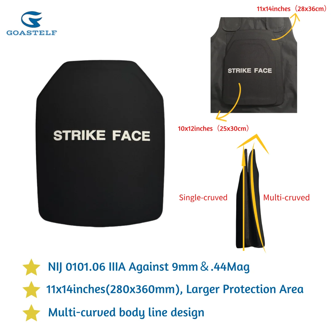

Multi-Curved 11”x14” NIJ IIIA PE Ballistic Plate 28x36cm Bulletproof Plate For Tactical Safety Vest Against 9mm＆.44Mag