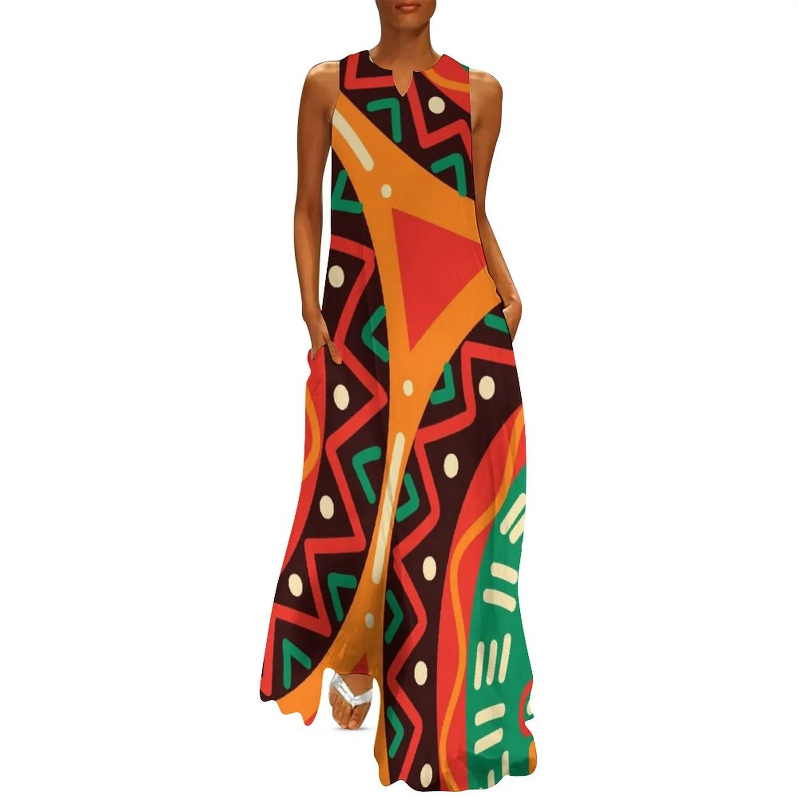 African Kente Graphic Long Dress long sleeve dresses prom dress 2025