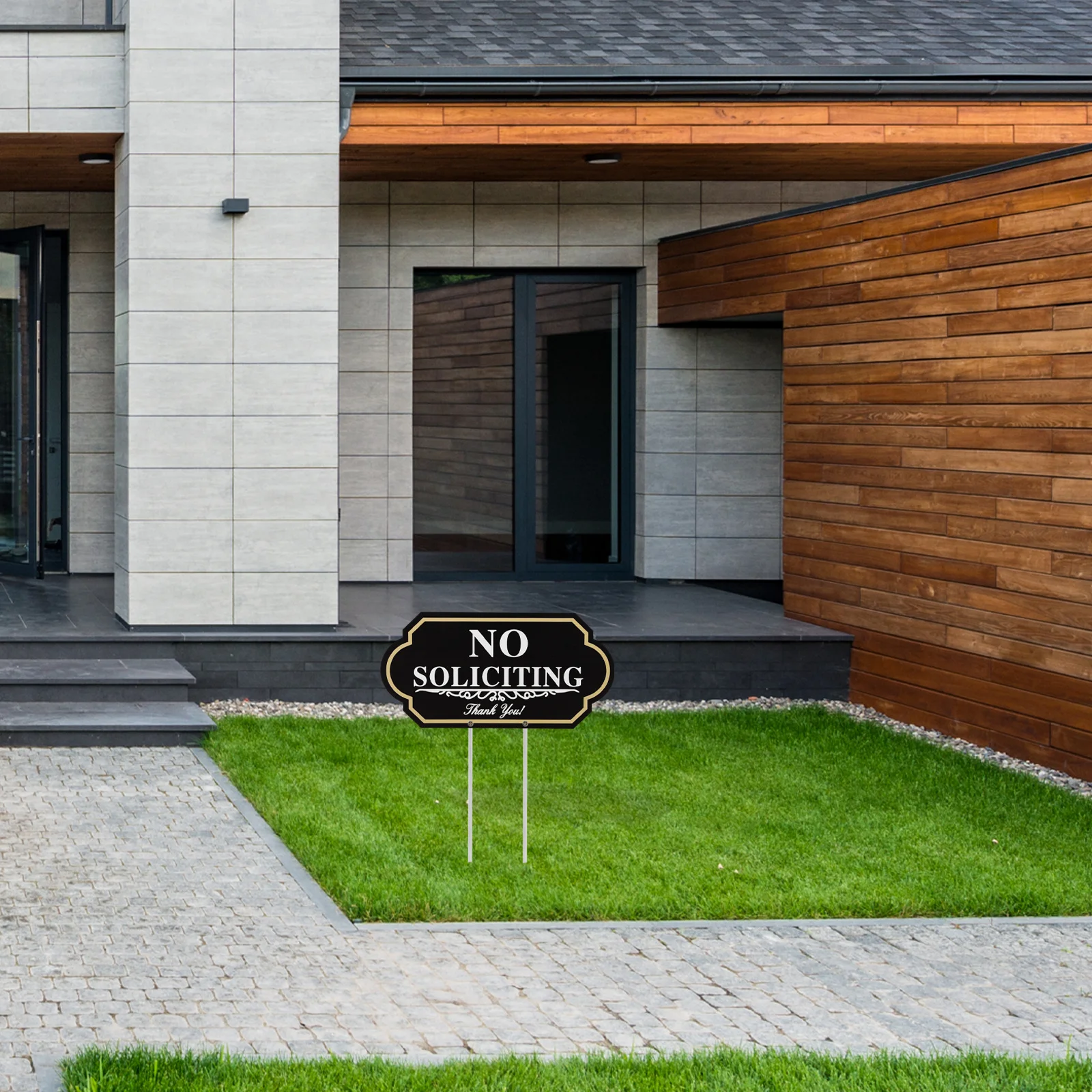 

No Soliciting Sign Aluminium Clear Lettering Durable Metal Sign for Front Door House Yard Office Privacy Warning