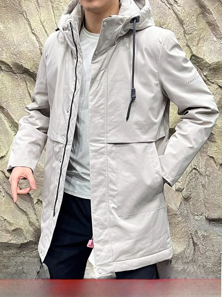 

Men's Outdoor Windproof Waterproof down Jaet Hooded Du down 90% Filling Level K Casual Sle Thiened Polyester Fiber