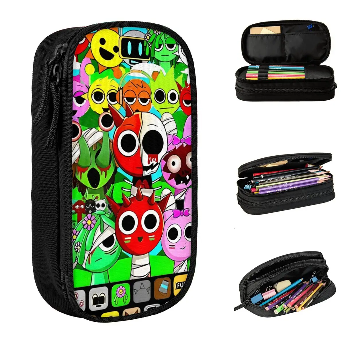 

Sprunki Cartoon Accessories Pencil Case Gaming Large Capacity School Accessories Pen Case Perfect Gifts