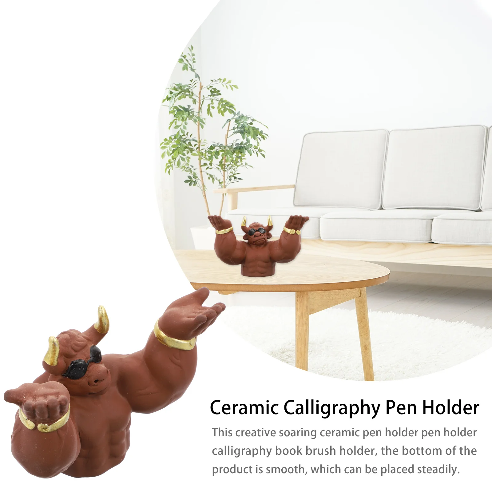 

Ox Pattern Ceramic Brush Pen Holder Premium Craftsmanship Calligraphy Pen Rack for Painting Writing Desk Accessory Decorative