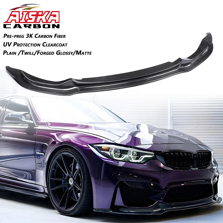 

AISKA New Dry Carbon Fiber M3 M4 Auto Car Front Lip Spoiler Front Bumper Chin Lip Splitter for BMW F80 M3 F82 F83 M4 2014-20120