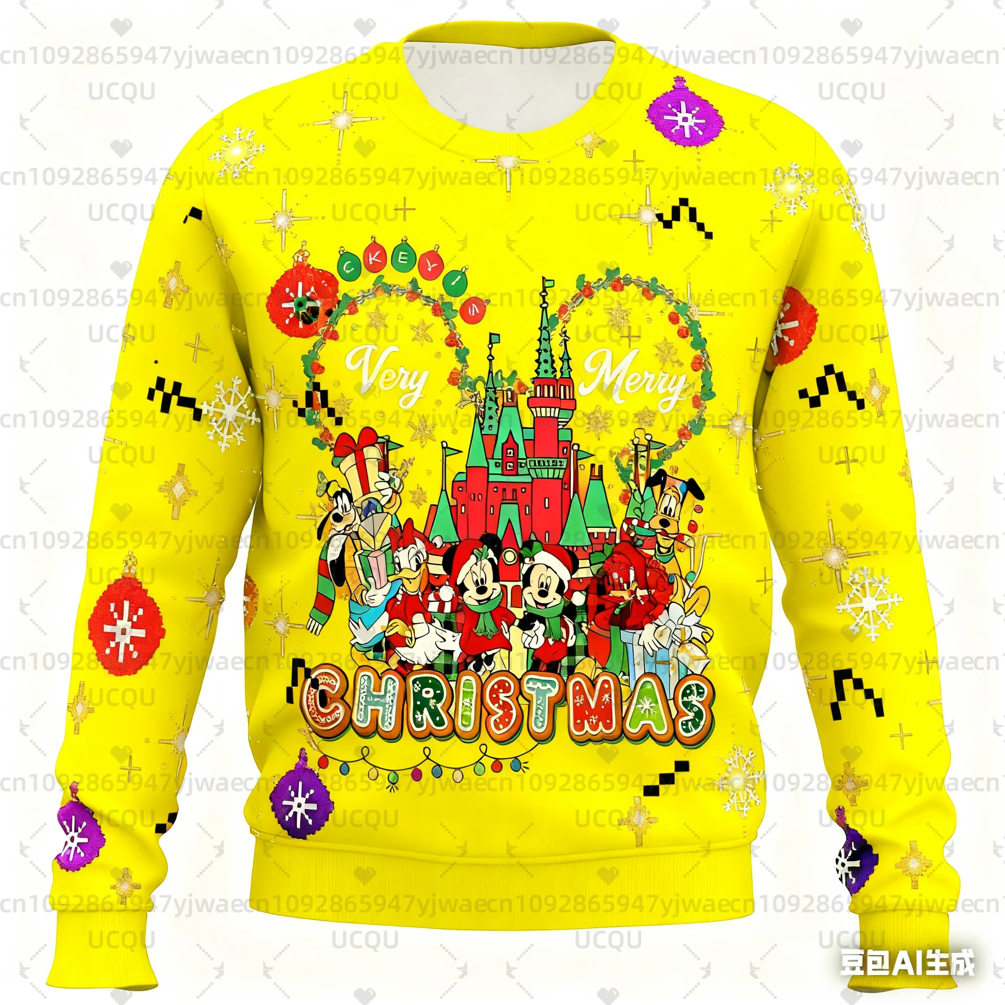 Dames Kerst Mickey Mouse en Vrienden Grafisch Sweatshirt Casual Pullover Outdoor Herensweatshirt