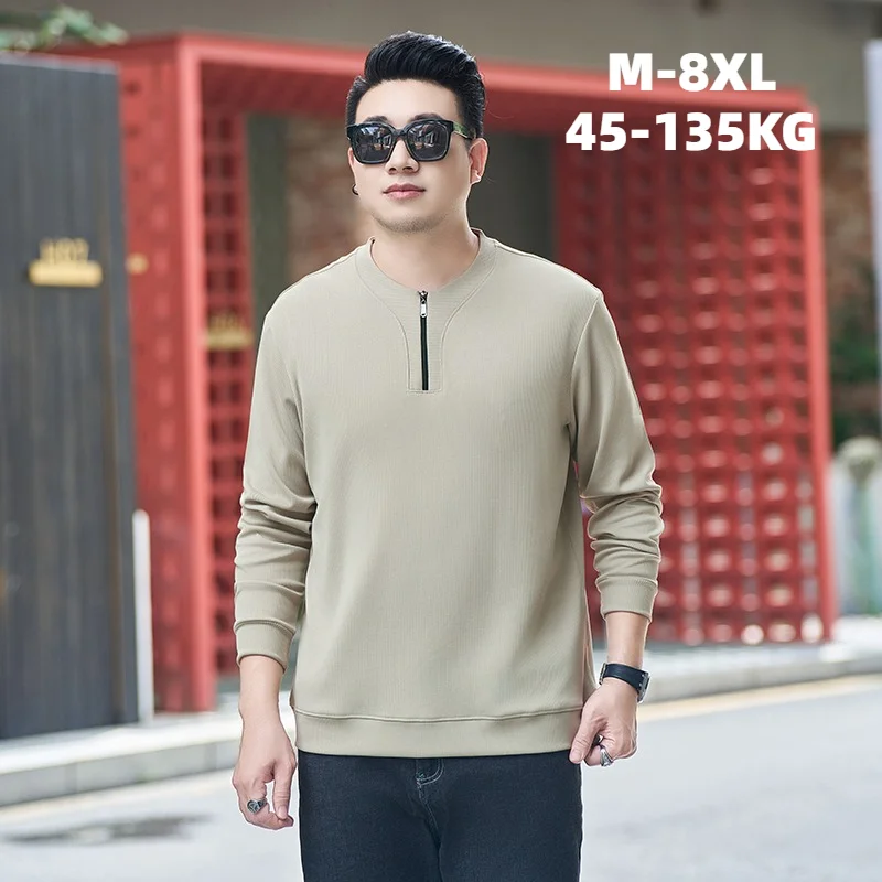 Camisetas Casuais Masculinas 2025, Tops de Manga Longa com Zíper Elástico para Primavera e Outono, Camiseta Básica em Cores Sólidas para Homens