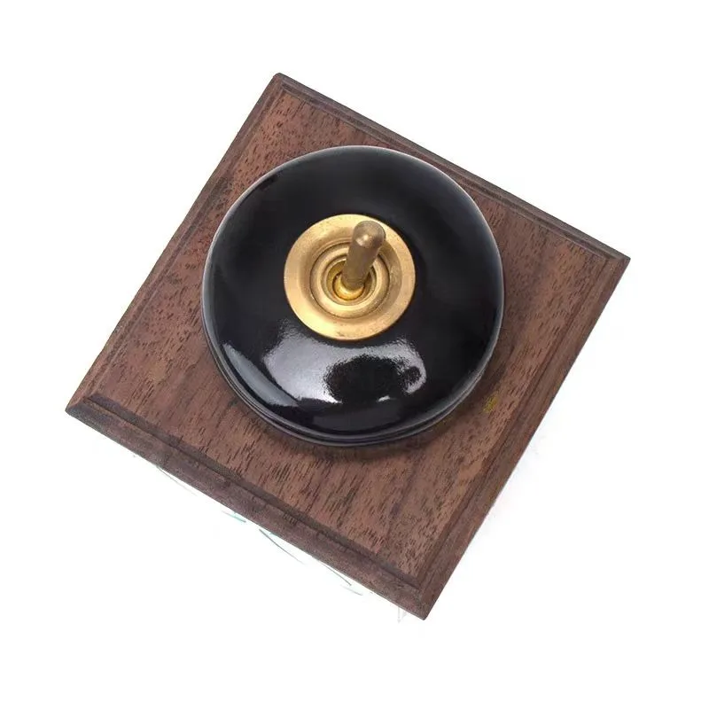 Ceramic Round Toggle Switch Retro LED Lever Black White Simple Decorative Porcelain 2 Way Brass Wall Light Switch Modern Style