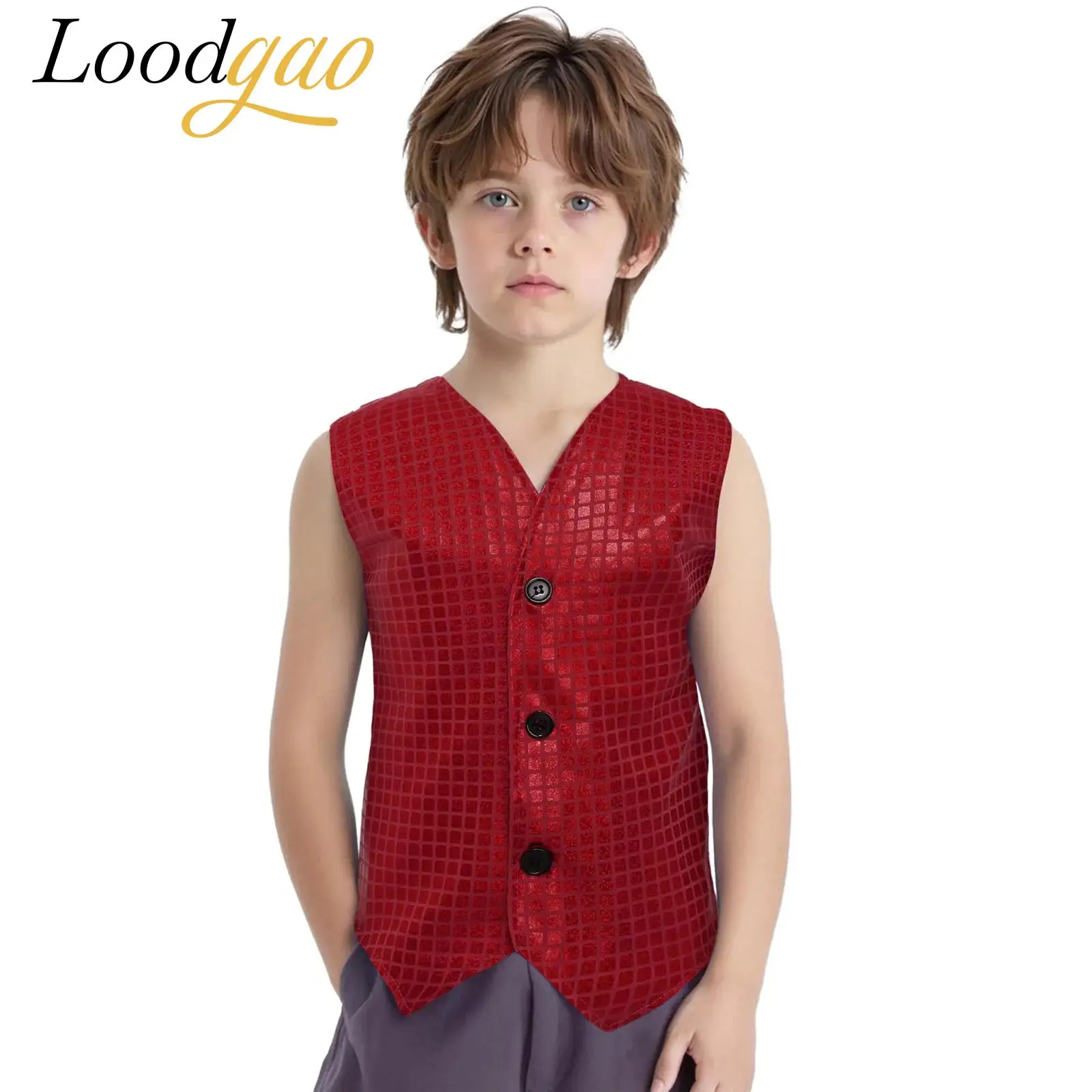 

Детские жилеты для джазовых танцев металлик для девочек и мальчиков, модный сценический костюм, клетчатый жилет, жилеты без рукавов, костюм, топы в стиле хип-хоп