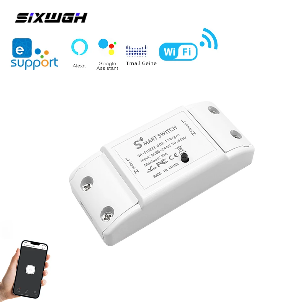 

Умный переключатель Wi-Fi, приложение, дистанционное управление/таймер/универсальный автоматический выключатель, совместимый с умными светодиодными лампами Alexa, домашняя автоматизация