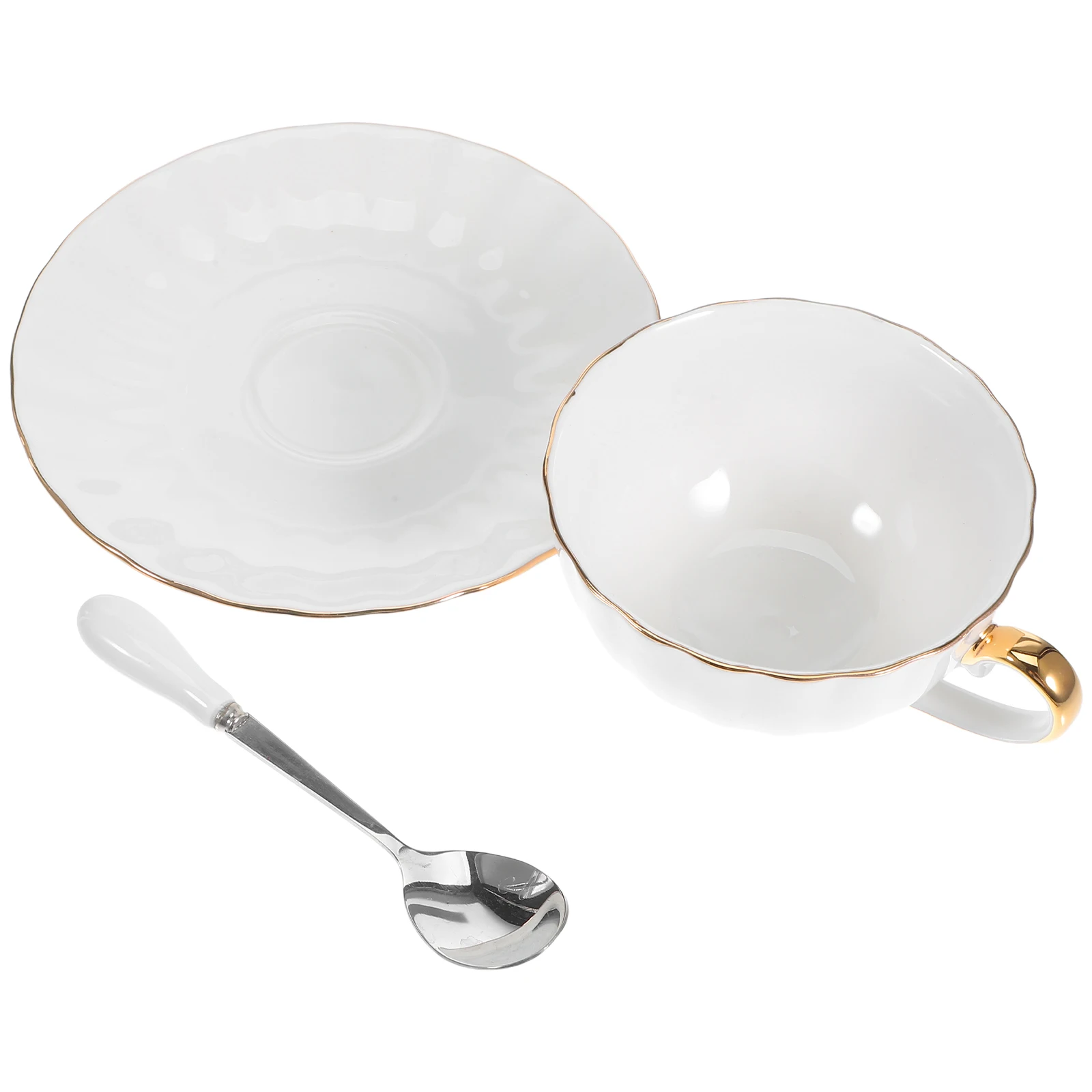 

1Set Sturdy Bone Porcelain Coffee Mug with Saucer Simple Design for Cappuccino Espresso Latte Home Cafe Coffee Cup with Saucer