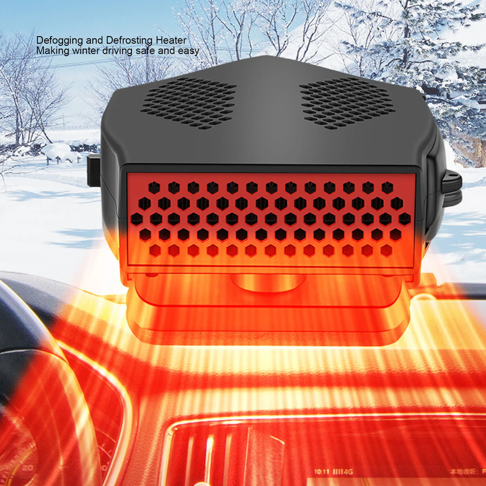 

Портативный автомобильный обогреватель 200 Вт, быстрый нагрев, размораживание и удаление запотевания лобового стекла, автомобильный вентилятор-обогреватель с кабелем для прикуривателя