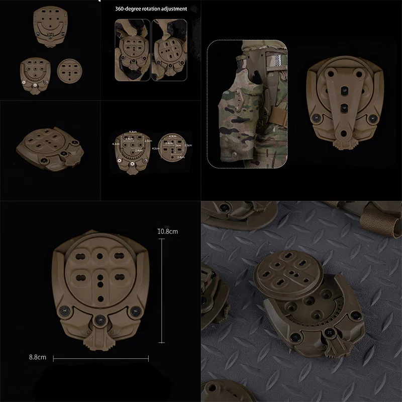 

Охотничья уличная кобура, тактический ремень, адаптер на 360 градусов, базовый адаптер можно регулировать свободно подходит для оборудования MOLLE и т. д.