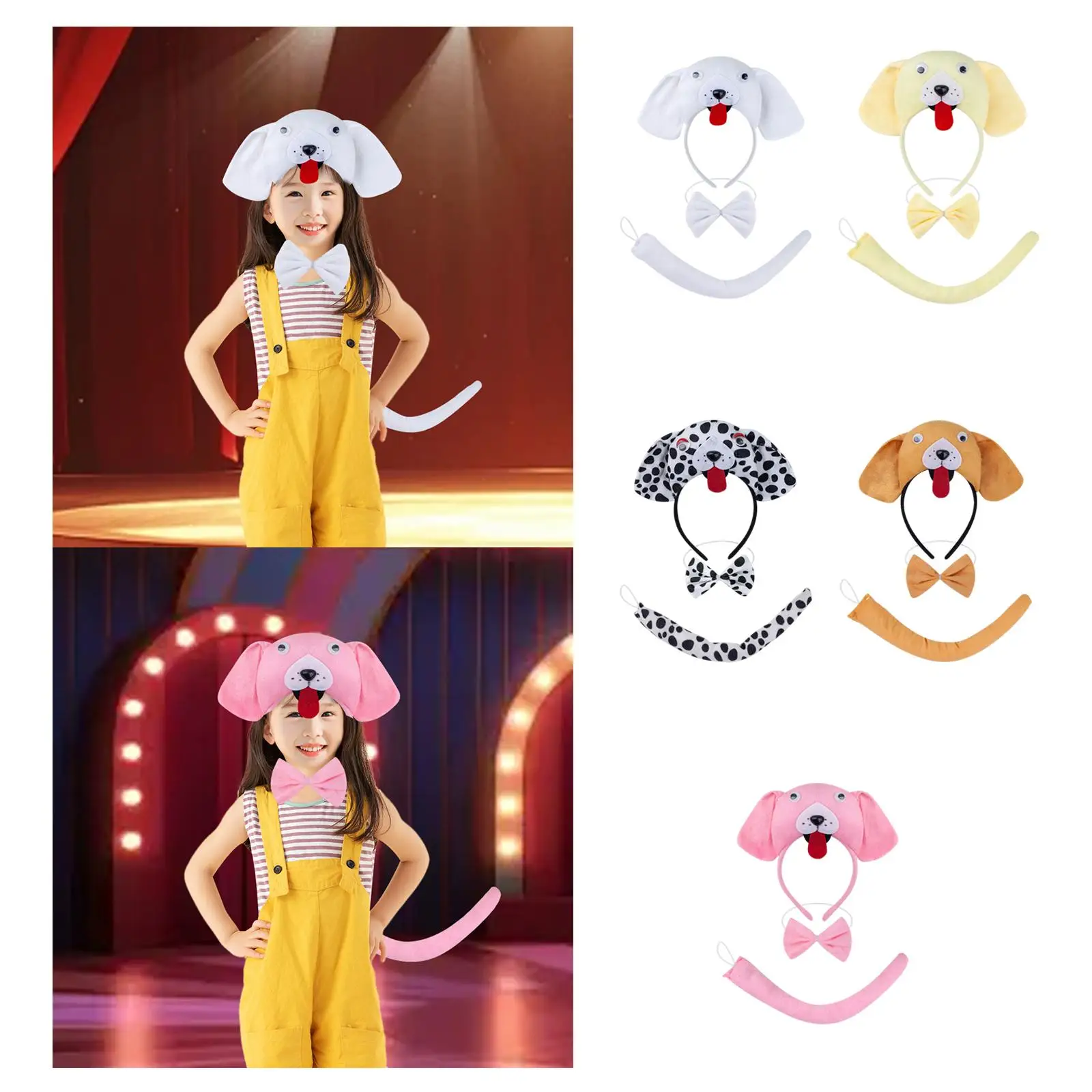 

Animal Headband Tail Bowtie Set Hair Accessories Costume Accessory Kit for Prom Stage Performance Masquerade Dress up Carnival