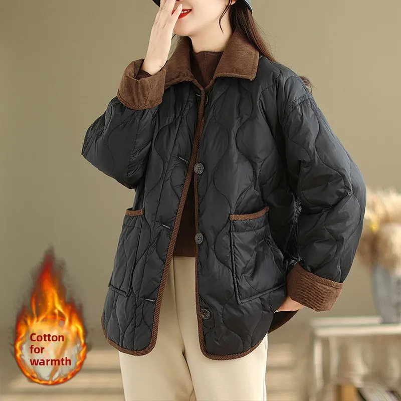 

Зимнее пальто для похудения Jaet ort, легкое женское пальто с откидным воротником, однотонное хлопковое пальто Faion, обычное све