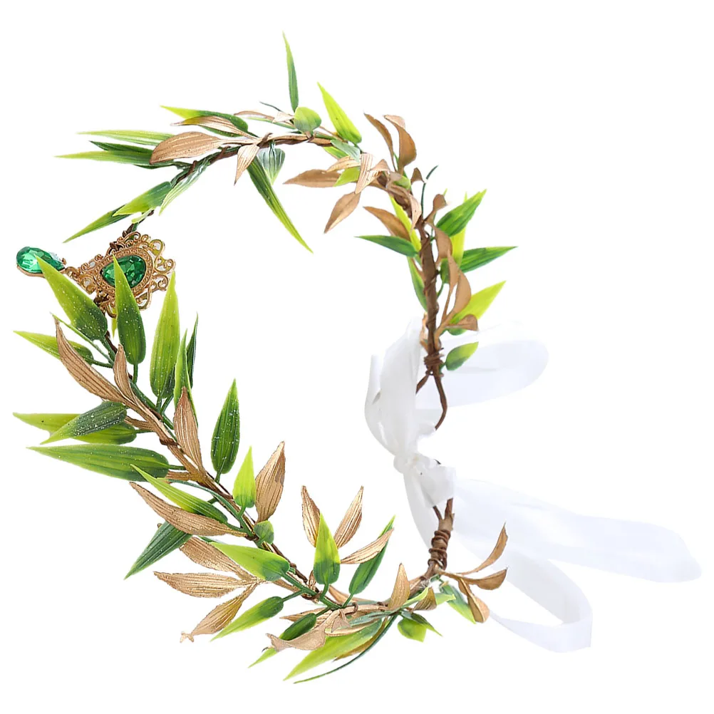 

Delicate Leaf Headband Bridal Wedding Fairy Accessories Rhinestone Pendant Plastic Crown Women Cosplay Headpiece Performance
