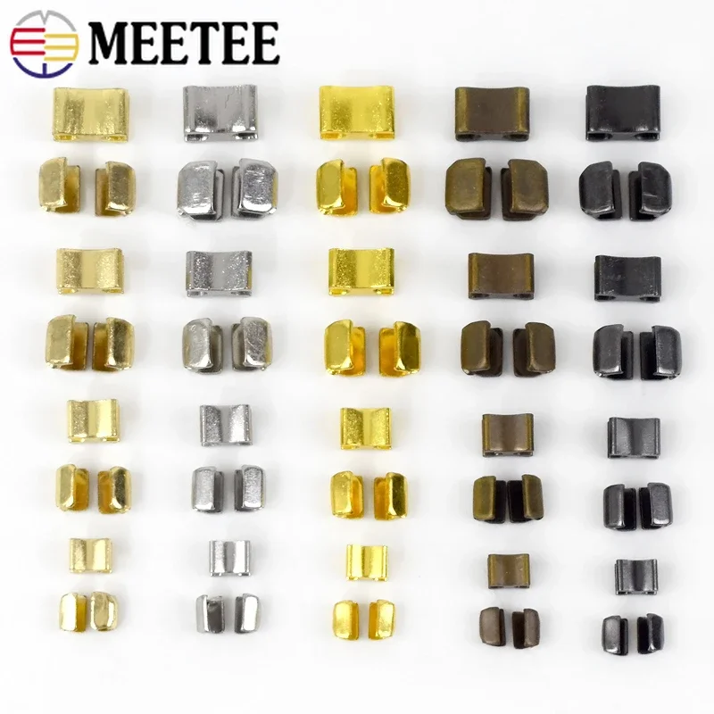 Meetee 20/50Sets Metal Zipper Stopper for 3# 5# 8# 10# Zips U Code Non-slip Zippers Upper Stop Tail Clip Buckle Zip Repair Kit