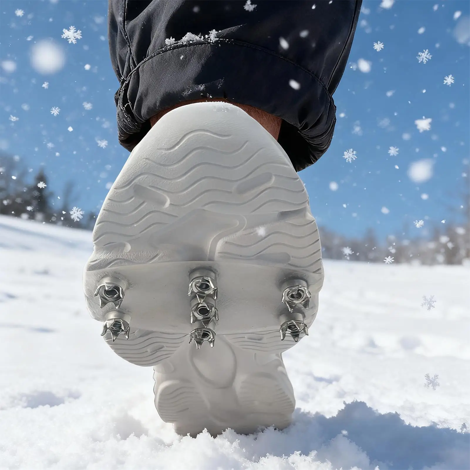 Flexible Ice Cleats Shoe Covers 7-Tooth Traction Spikes for All Terrain, for Hiking Climbing Fishing Gardening Running Men Women