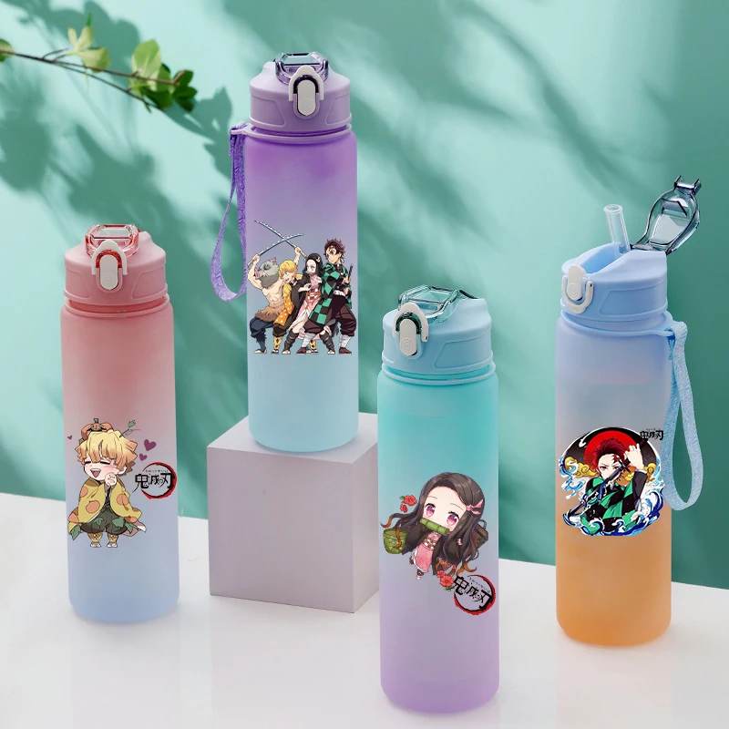 750ML Anime Demon Slayer Water Bottle Large Capacity Drinking Portable Cartoon Anime Outdoor Sport Water Cup Children Kid Gift