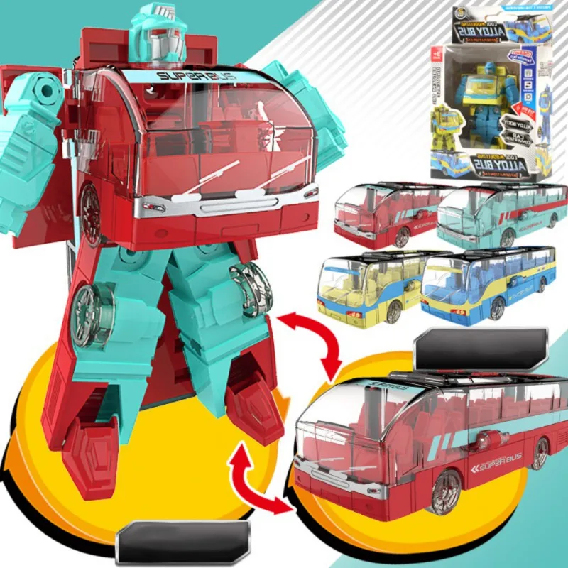 Transform Robot Bus Toy Children Robot Toys Cool Alloy Transforming Car Toy For Toddlers Inertial Drive For Baby Boys Gifts