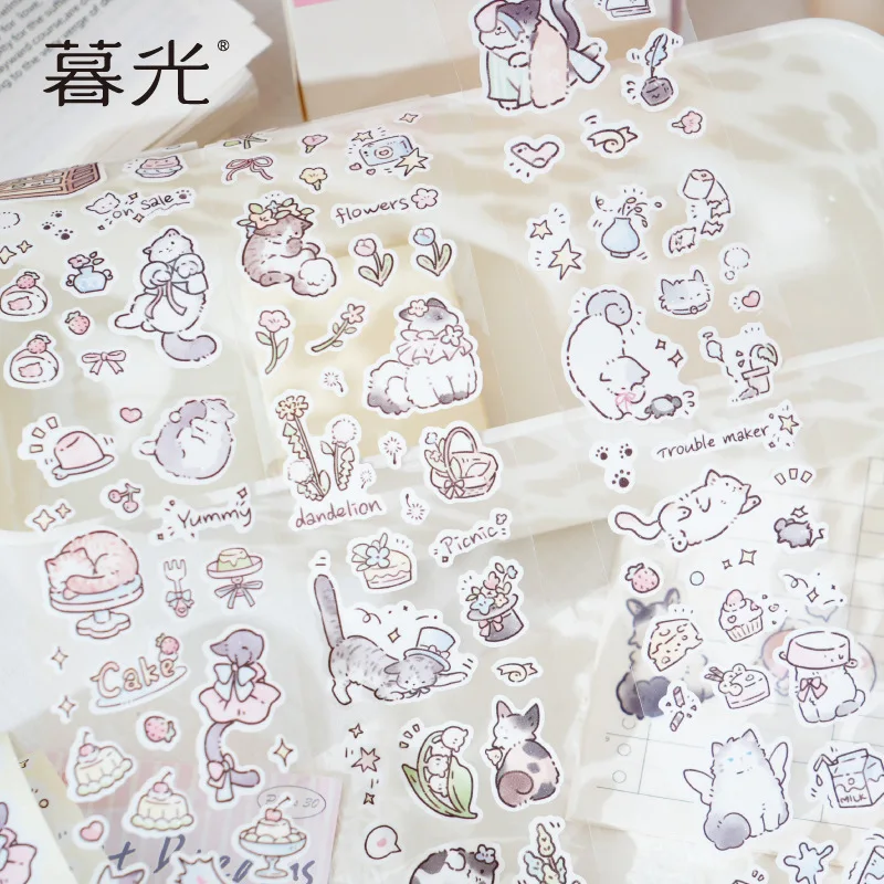 Mr.Paper，200cm/juan， Cute cat cartoon illustration sticker tape, DIY collage scrapbook, diary, phone case decoration tape