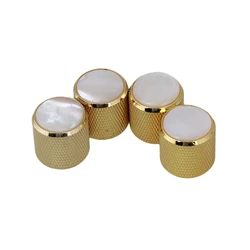4x Golden Volume/Tone Control Metal Shell Top Dome Knobs For Electric Guitar