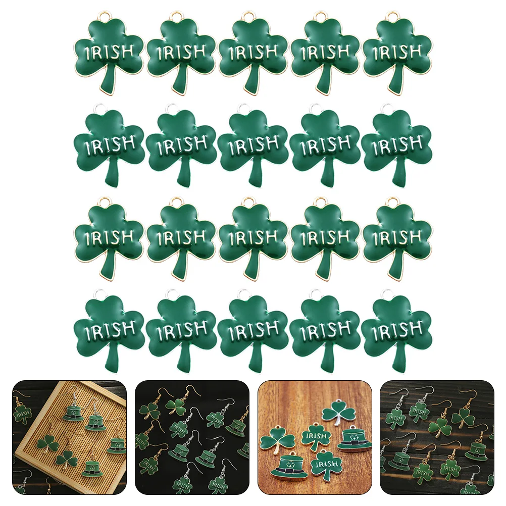 20pcs Shamrock Shaped Alloy Pendants Diy Charms For Necklace Earrings Keychain Bracelet Jewelry Decorative Accessories Handbag