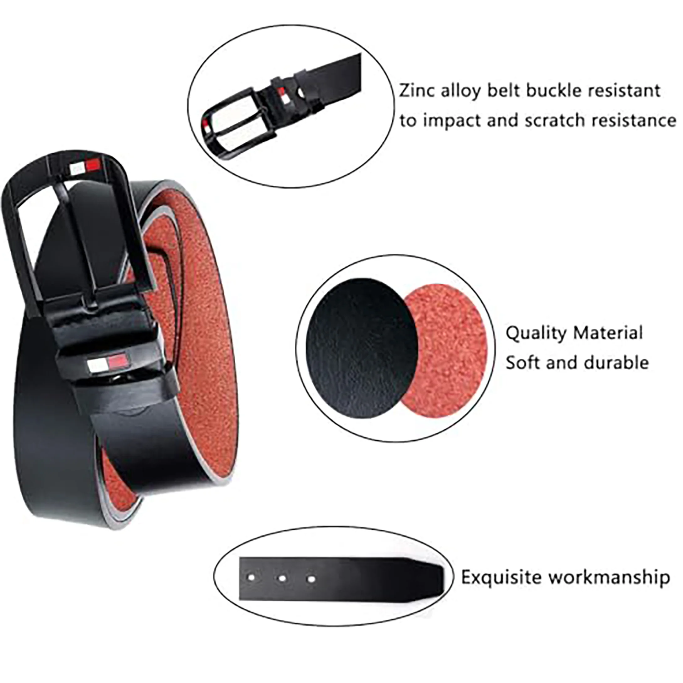 HEERAK Fashion Belt Mens Straps PU Alloy Square Buckle Business Leisure Casual Luxury Belts Black for Men Jeans Pants Waistband image 3