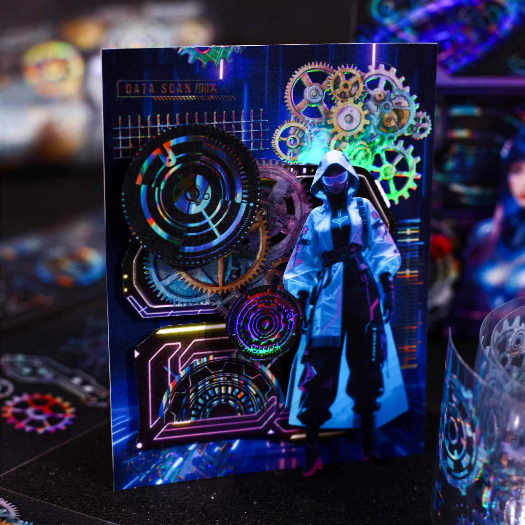 1 Rolle Rainbow Gear PET-Klebeband für Scrapbooking, Tagebuch, DIY-Dekoration, Handyhülle, Laptop, Collage-Kunstbedarf