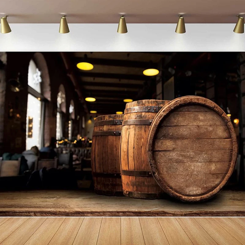 Oktoberfest Photography Backdrop Wood Barrel Beer Winery Old Cellar Brown Wooden Board  Background Beer Festival Carnival Decor