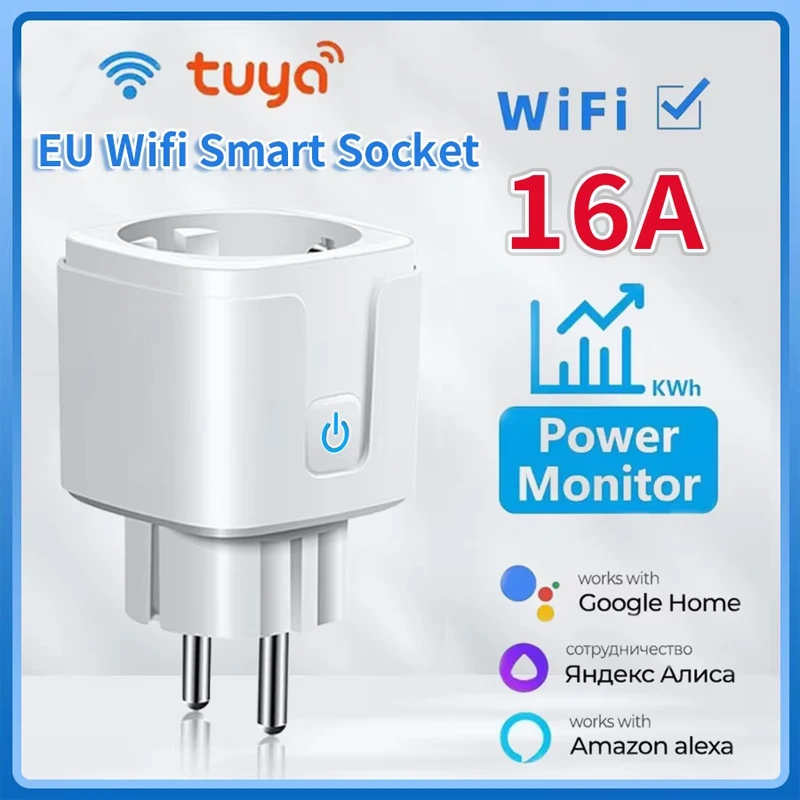 WiFi Plug EU 16A/20A Tuya Smart Socket Power Monitoring Timing Outlet Remote App Control Works with Alexa Google Home Smart Life