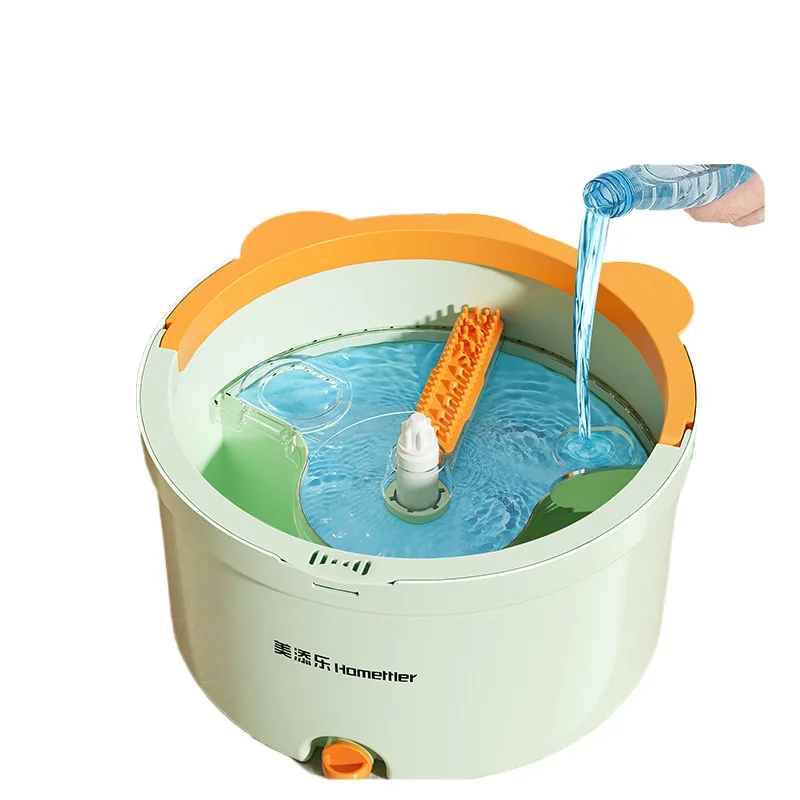 Rotating Spin Mop for Home Cleaning with Bucket for Wet and Dry Use No Hands Wash Flat Mop for Hard Floors Easy Clean for
