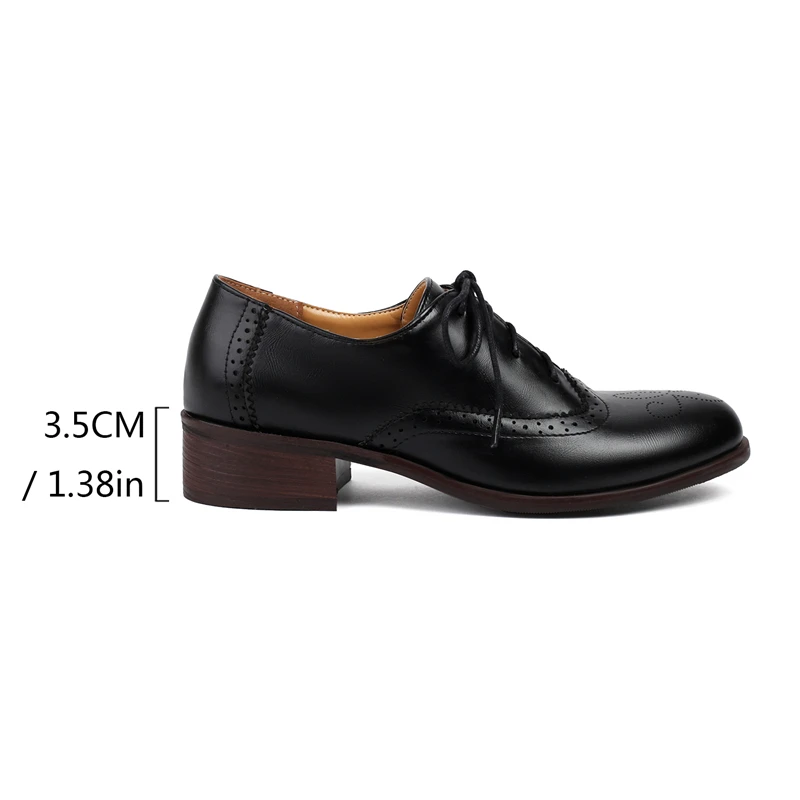 Spring Autumn Oxfords Shoes for Women British Style Lace Up Round Toe Black White Vintage Brogue Flats Female Derby Shoes 47 48