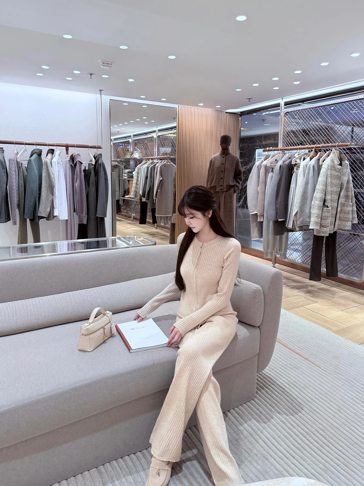 

Ultrine Fce 48 Teads Knitted Open Cardigan Women's Autumn Winter Base Set Wide Leg Pants Soft Nylex Material Long Sve