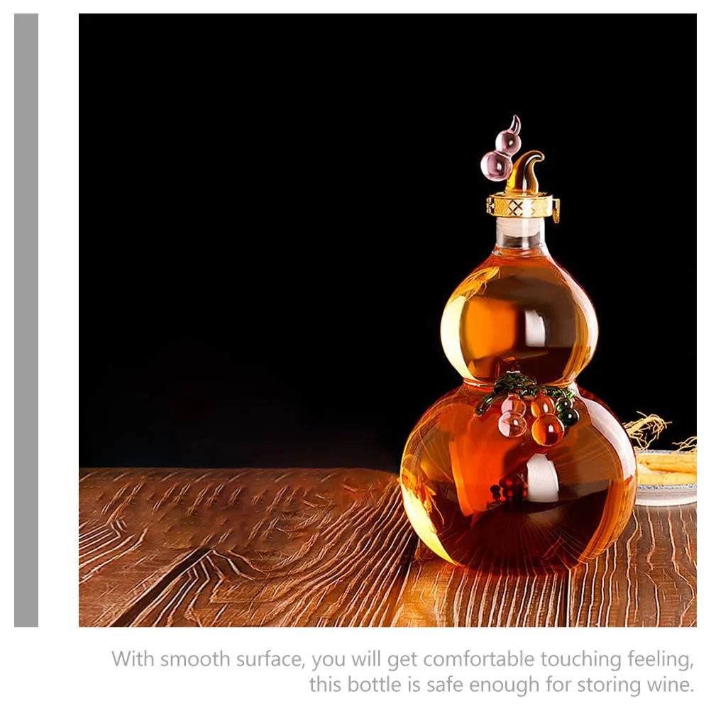 

Gourd Design Glass Wine Jar Smooth Round Edges No Burrs Safe Stable Sealing Lid Delicious Wine Making Supplies