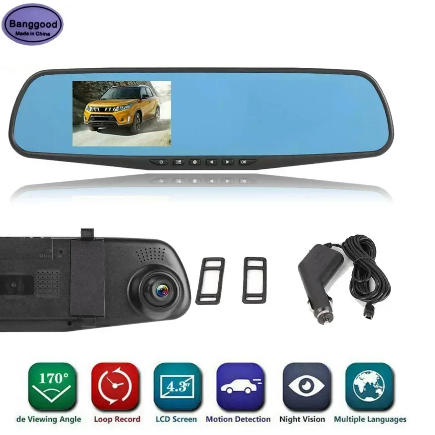 3.5 Inch Full HD 1080P Car Cam DVR Camera Automobile Data Recorder Rearview Mirror Digital Video Recorder Front Lens Camcorder