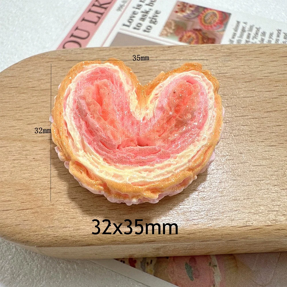 5PCS Shiny Heart Biscuits Series Miniature Flat Back Resin Cabochons For Hairpin Scrapbooking DIY Home Decor Craft Accessories